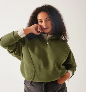 Sweat-shirt col camionneur - Kaki